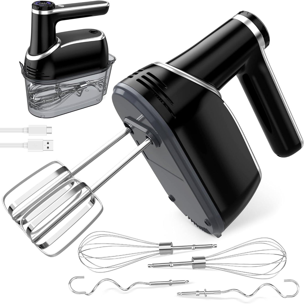 Cordless Electric Hand Mixer, 7 Speed Rechargeable Wireless Handheld Mixer