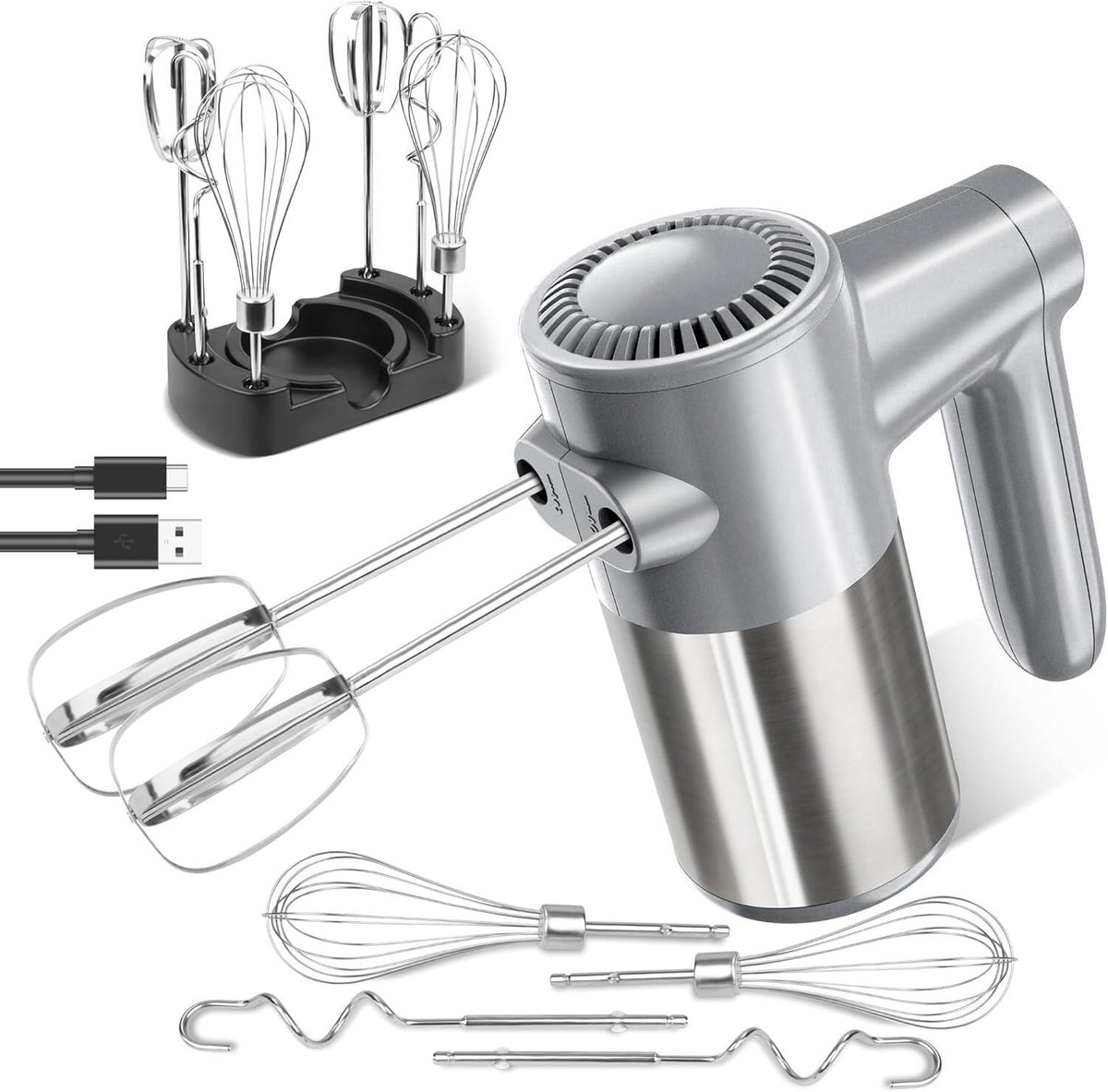 Cordless Electric Hand Mixer, 7 Speed Rechargeable Wireless Handheld Mixer