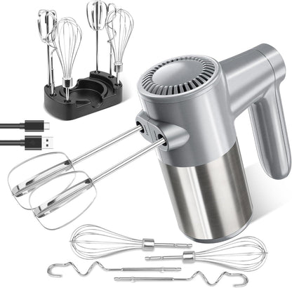Cordless Electric Hand Mixer, 7 Speed Rechargeable Wireless Handheld Mixer