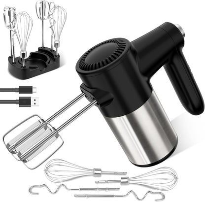 Cordless Electric Hand Mixer, 7 Speed Rechargeable Wireless Handheld Mixer