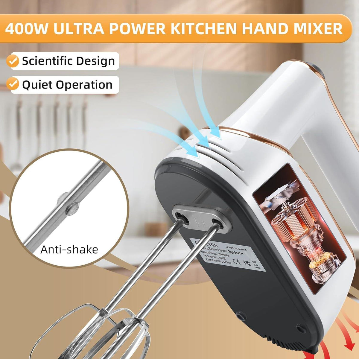 Hand Mixer, 5-Speed Electric with Turbo Boost